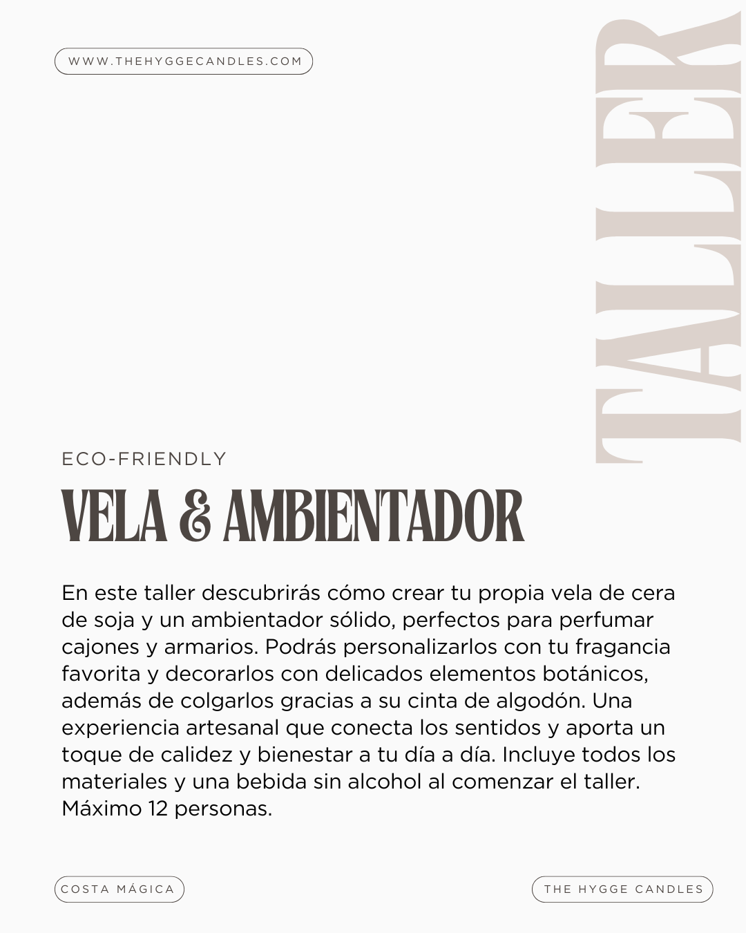 Taller Presencial Vela y Ambientador Sólido Hotel Costa Mágica Tenerife The Hygge Candles