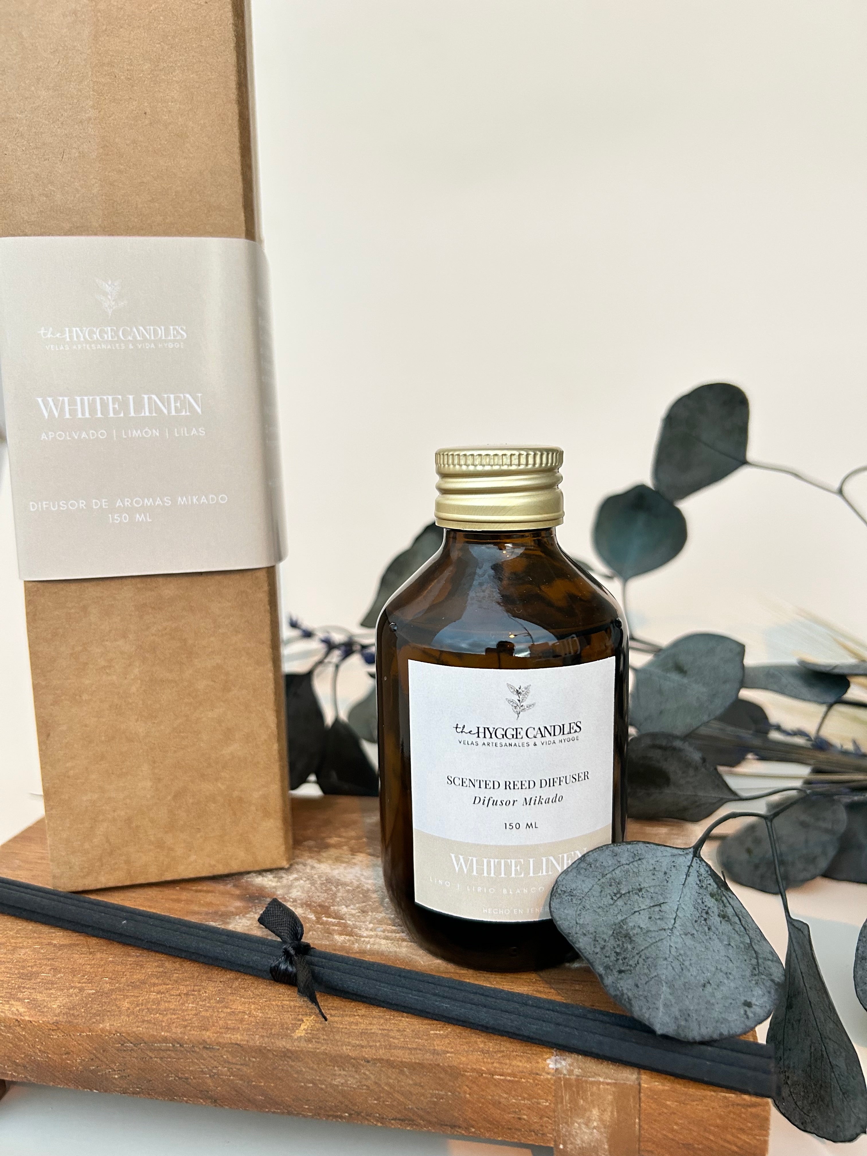 WHITE LINEN - Ambientador difusor en mikado The Hygge Candles